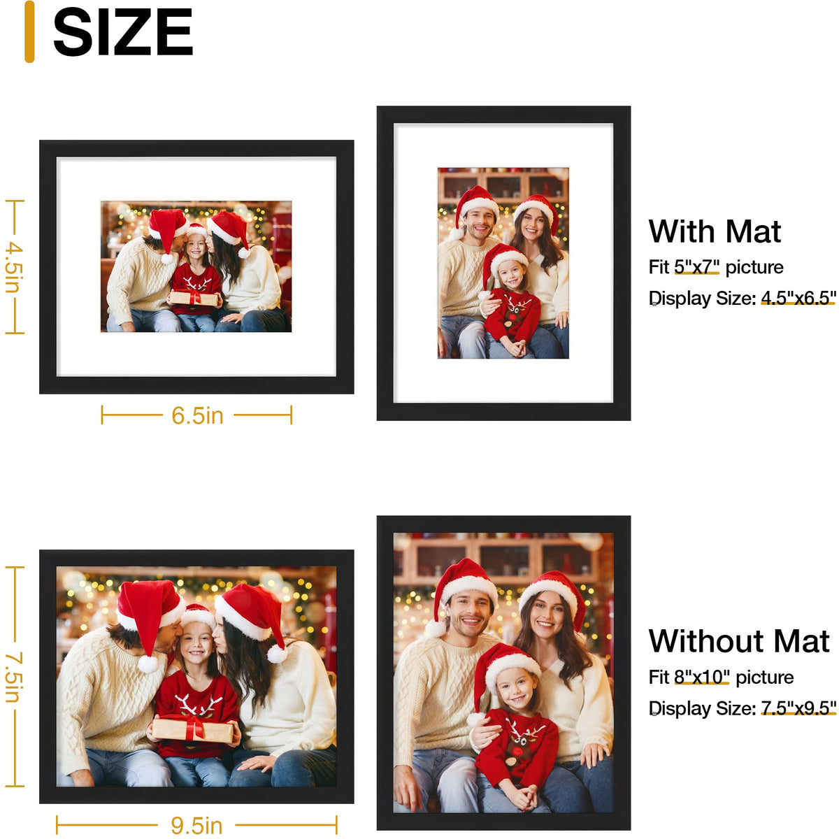 decorUhome 8x10 black frame unmatted – clean 8x10 display