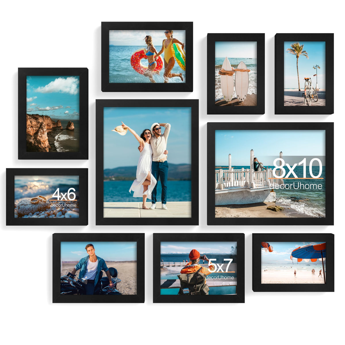 decorUhome assorted picture frames for wall collage provide a durable, lightweight display solution.