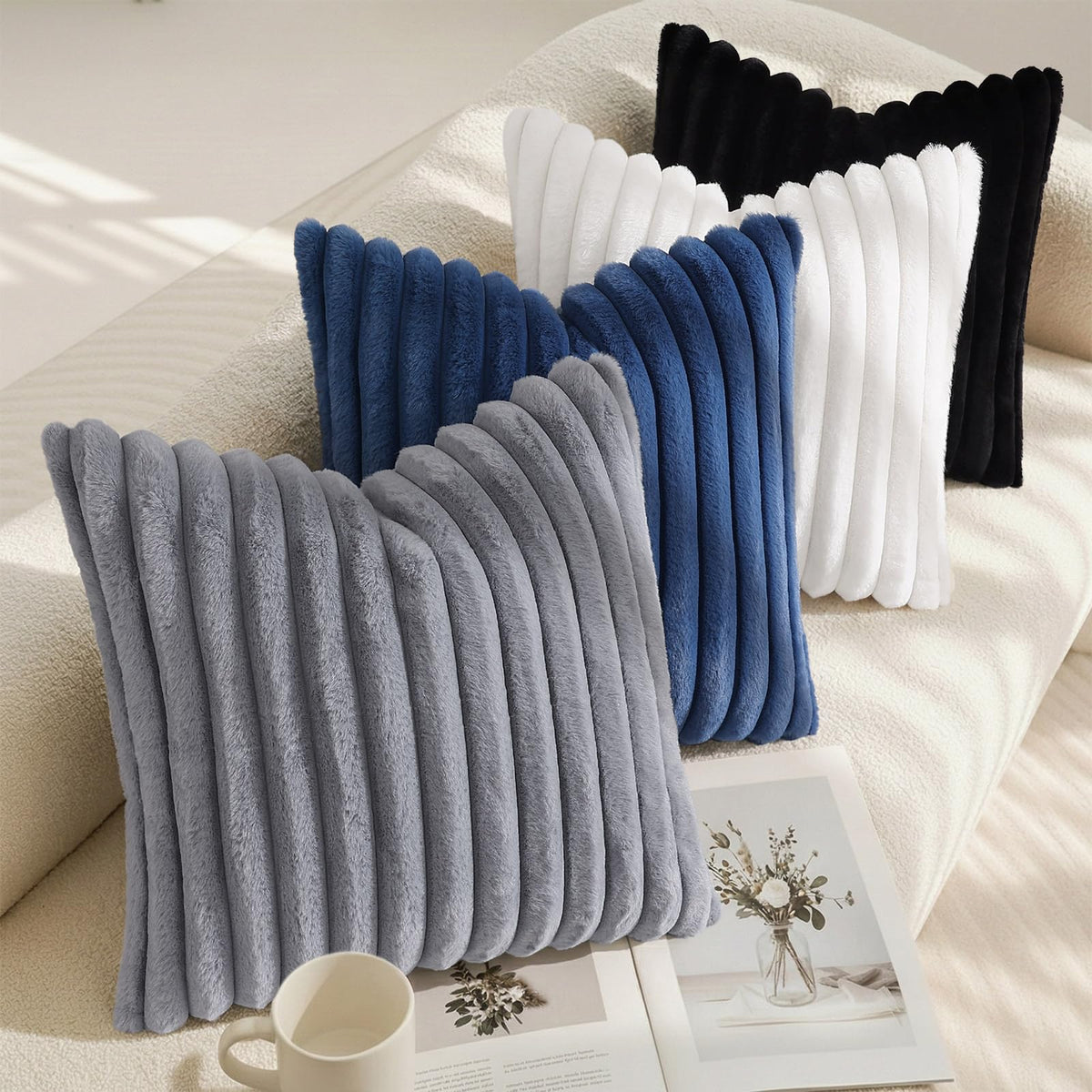 decorUhome Bedroom accent with plush pillow covers for cozy vibes.