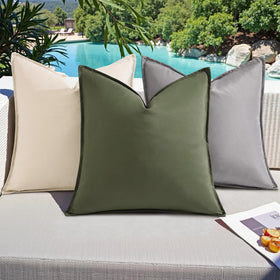 decoruhome beige pillow cover on a patio sofa for refreshed decor.