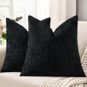 decorUhome black-chenille throw pillow cover adds luxe texture to sofas for everyday style.