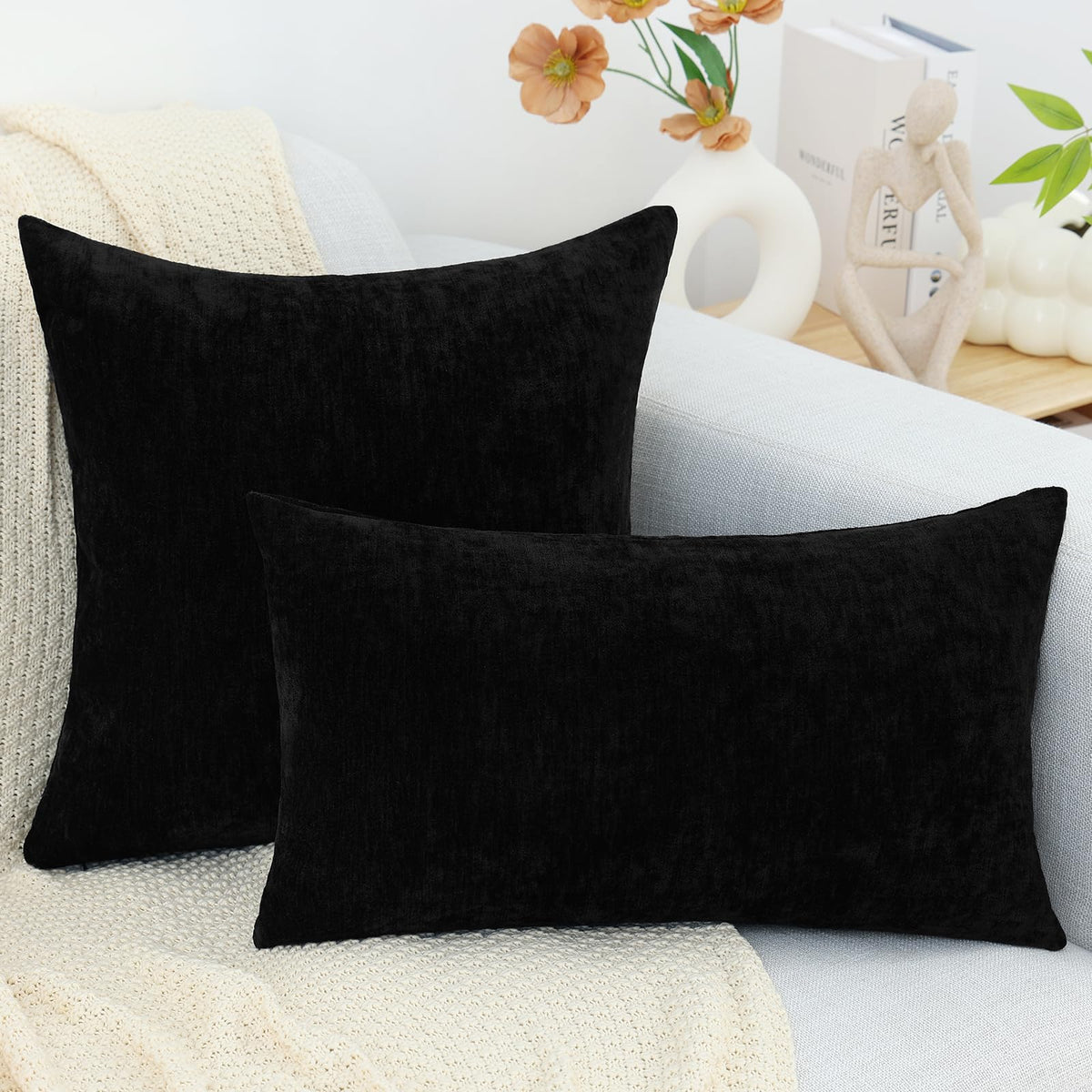 Machine-washable care for DecorUhome chenille pillow covers.