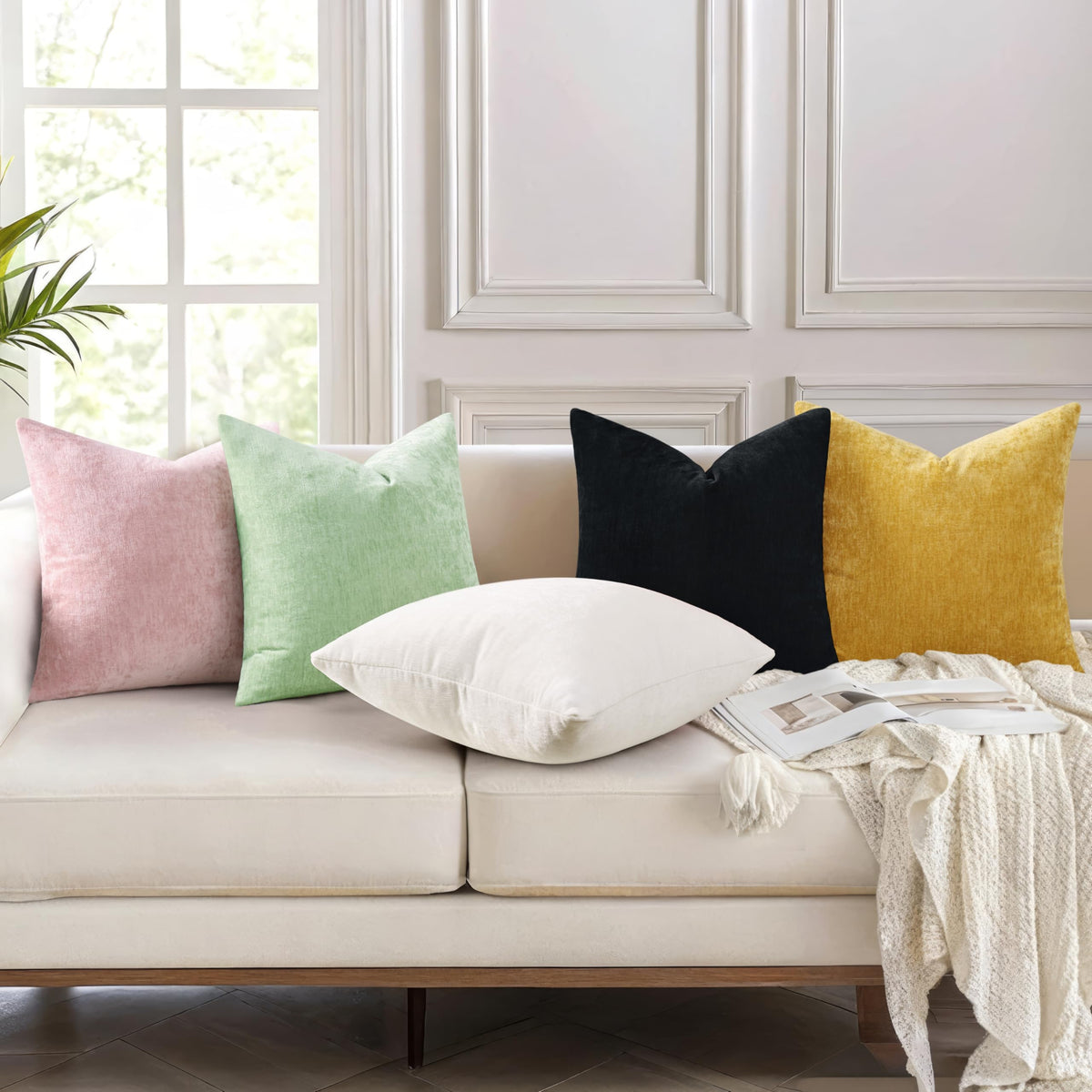 Warm lighting highlights rich chenille finish on DecorUhome cover.