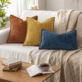 decorUhome chenille fall pillow cover on sofa adds warm, stylish accent