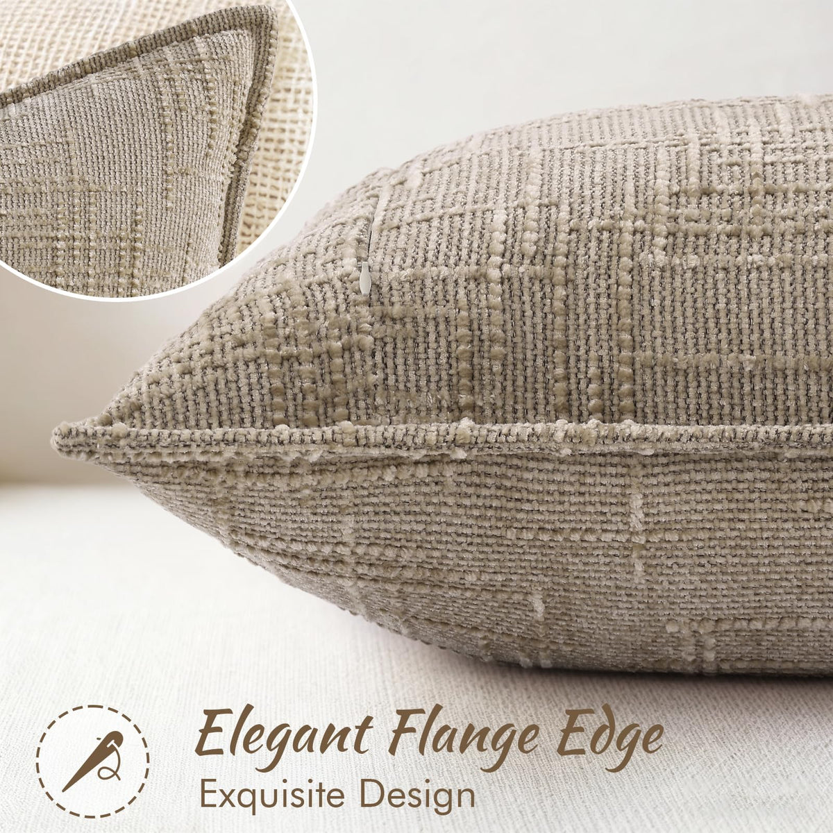 decorUhome hidden zipper offers seamless look and easy insert for cushions.
