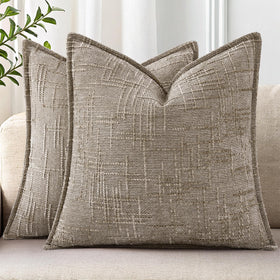 decorUhome chenille texture on 18x18 pillow cover enhances cozy living room feel.