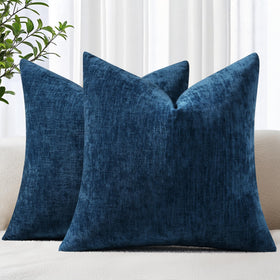 DecorUhome chenille navy blue 18x18 close-up texture for cozy living rooms.