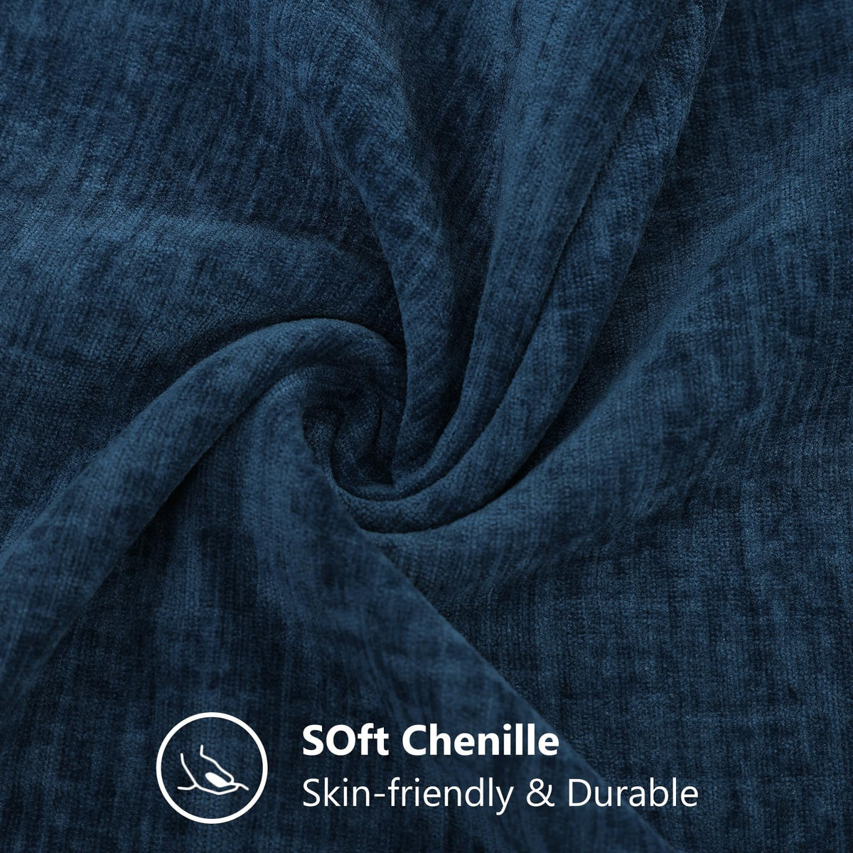 DecorUhome chenille navy blue 18x18 on sofa adds a refined accent.