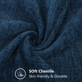 DecorUhome chenille navy blue 18x18 on sofa adds a refined accent.