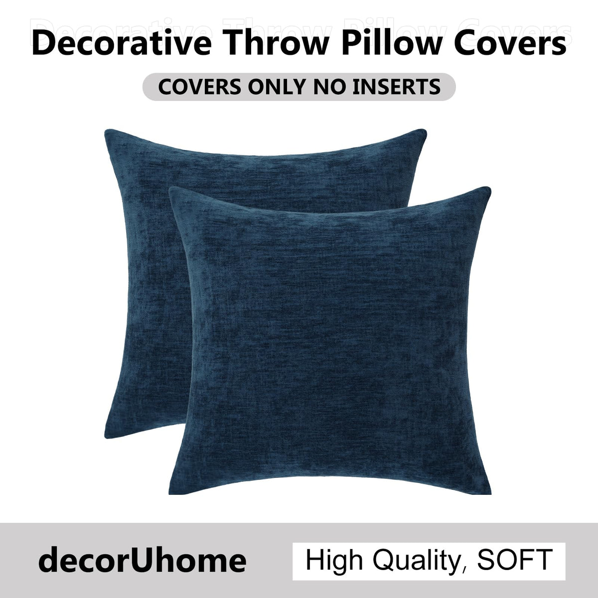 DecorUhome chenille navy blue 18x18 room decor idea for sophisticated spaces.