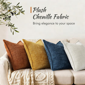 decorUhome chenille pillow cover navy set of 2 on sofa demonstrates versatile decor