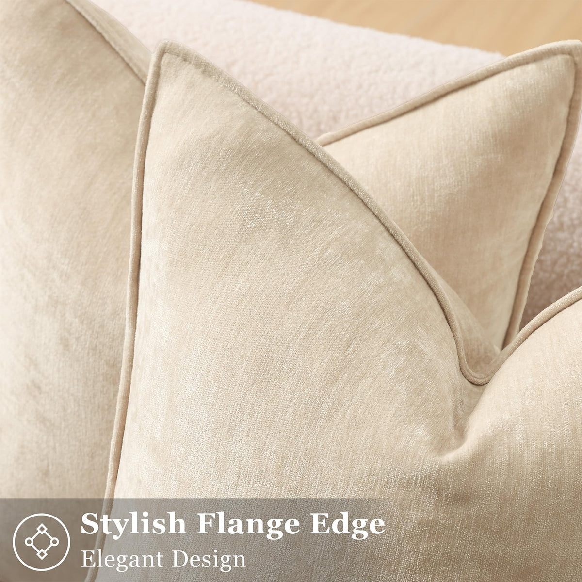 decorUhome Chenille pillow cover with flange edge adds durable cozy flair