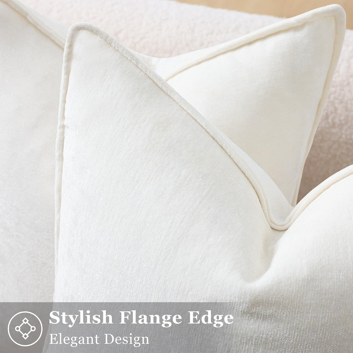 decorUhome chenille pillow cover with flange edges for a soft, modern look