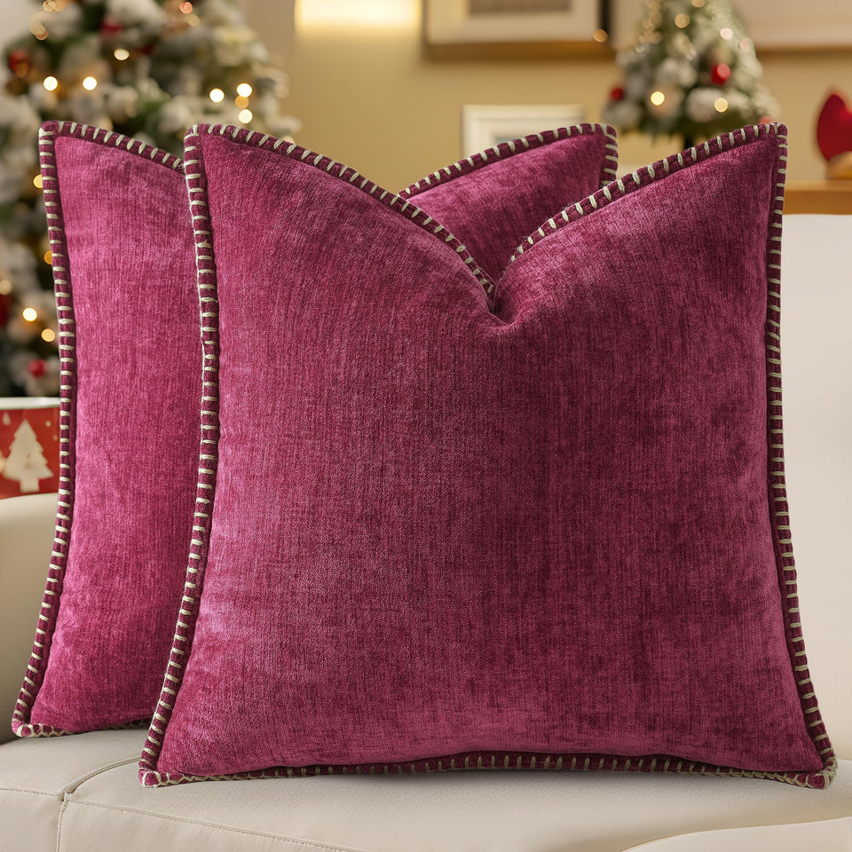 decorUhome chenille-soft pillow cover 20x20 set of 2 for sofa comfort