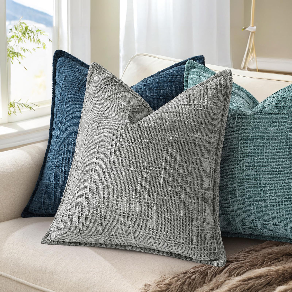 decorUhome navy chenille cover is machine washable for easy care
