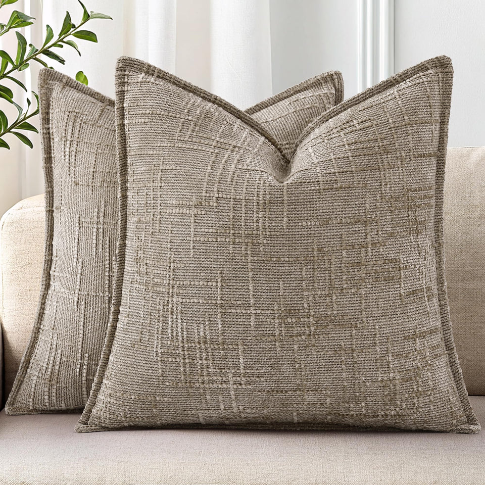 decorUhome chenille throw pillow cover closeup texture showing plush softness