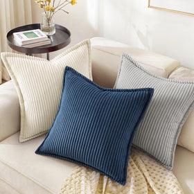 decorUhome corduroy navy 20x20 cover hidden zipper for easy changes