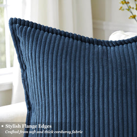 decorUhome navy corduroy pillow cover close-up texture for premium comfort
