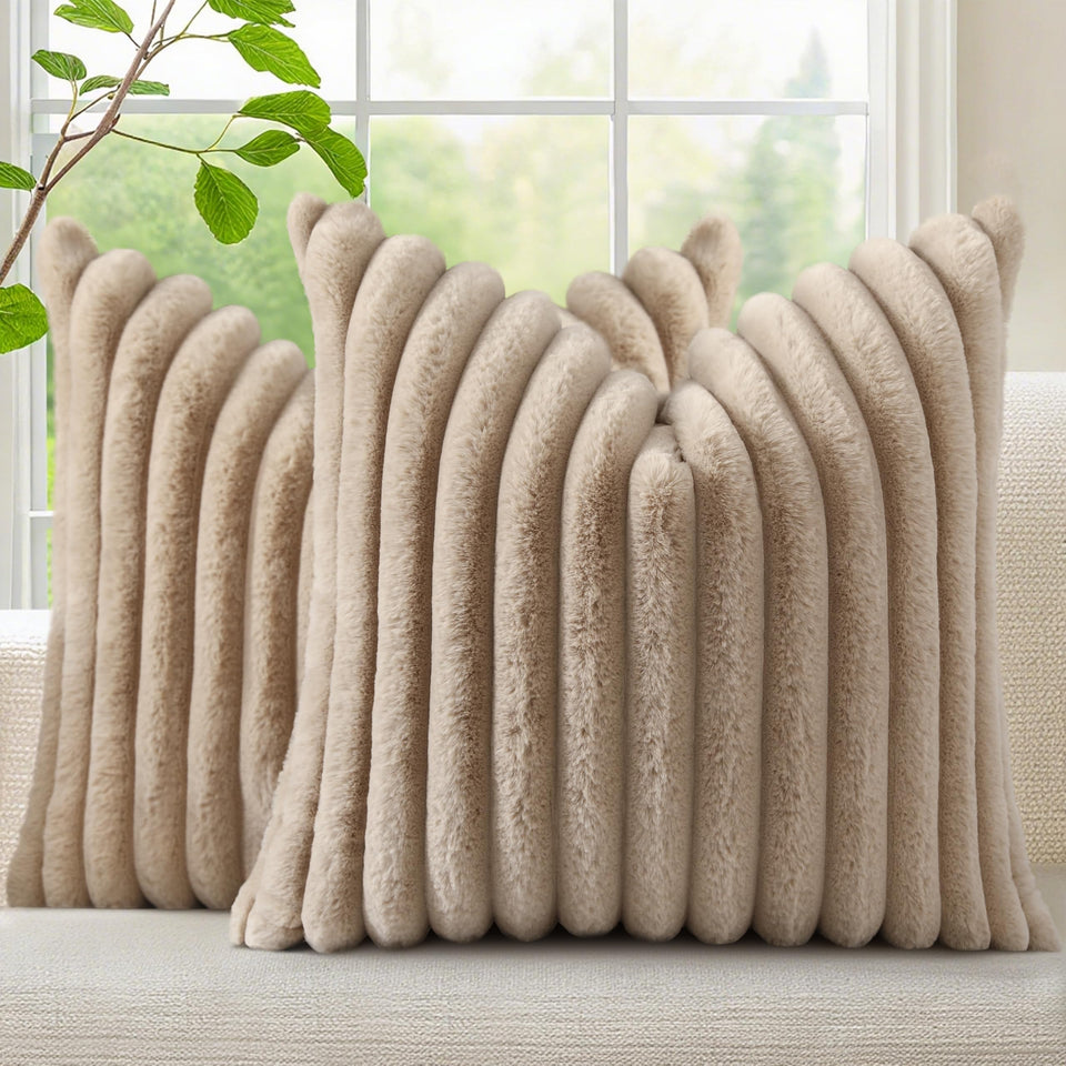decorUhome cozy faux fur front view pillow cover adds texture and warmth
