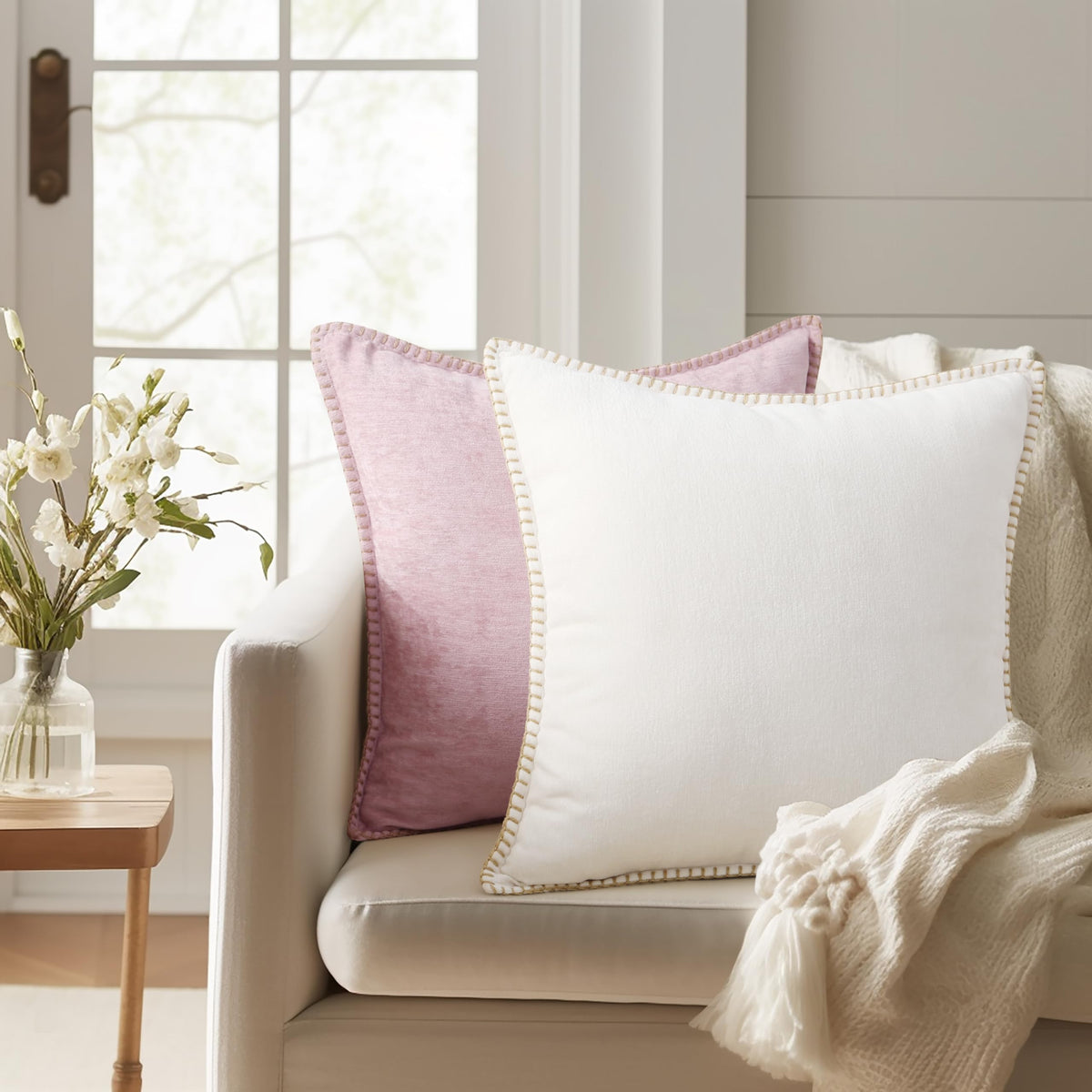 decoruhome cozy home accessory pillow cover 26x26 complements couches, beds, and chairs.