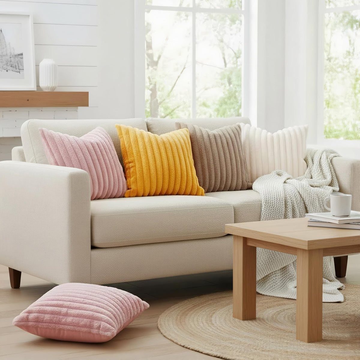 decorUhome Cream white 20x20 back velvet pillow cover for a soft finish