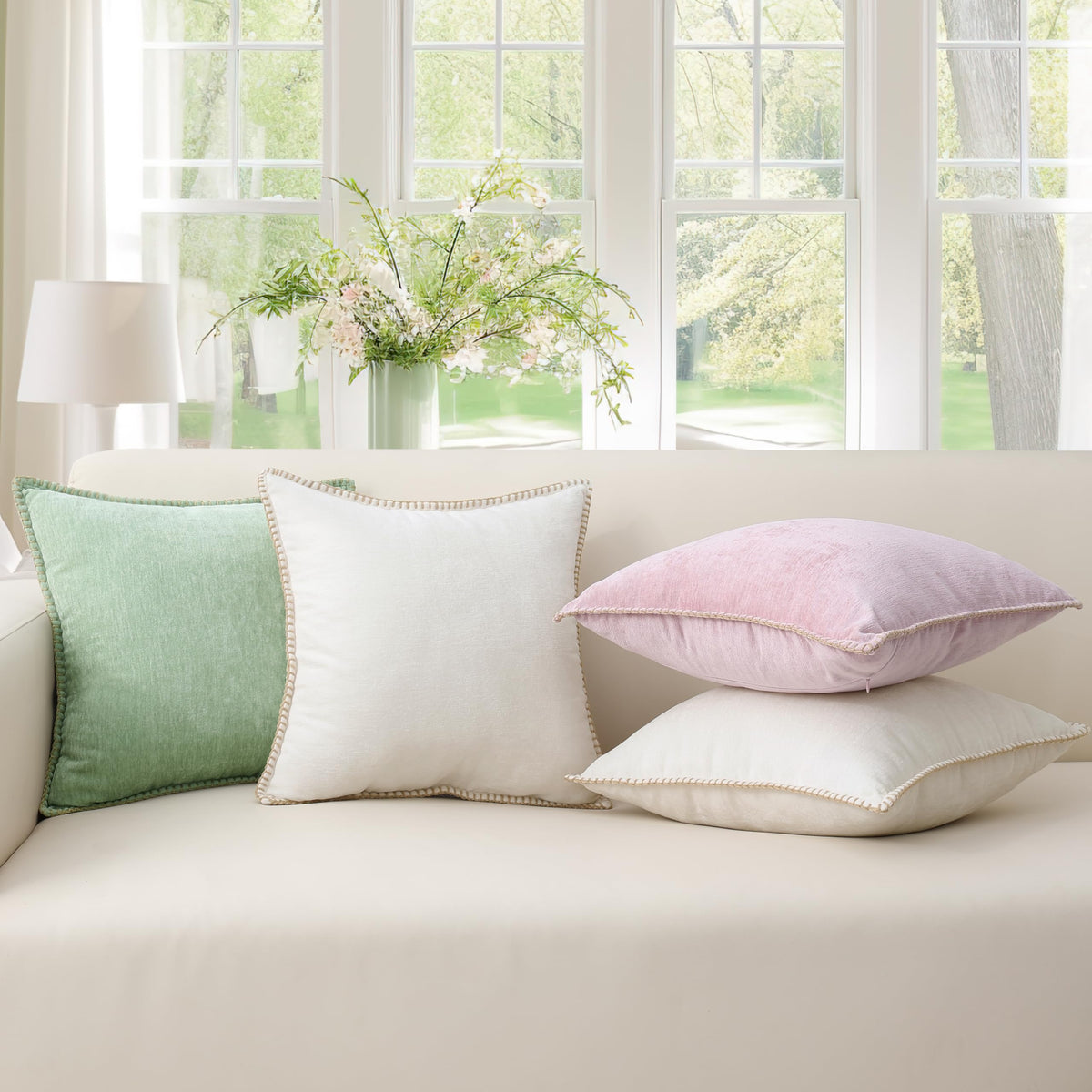 decoruhome cream white decorative pillow cover 26x26 brightens couches and beds.
