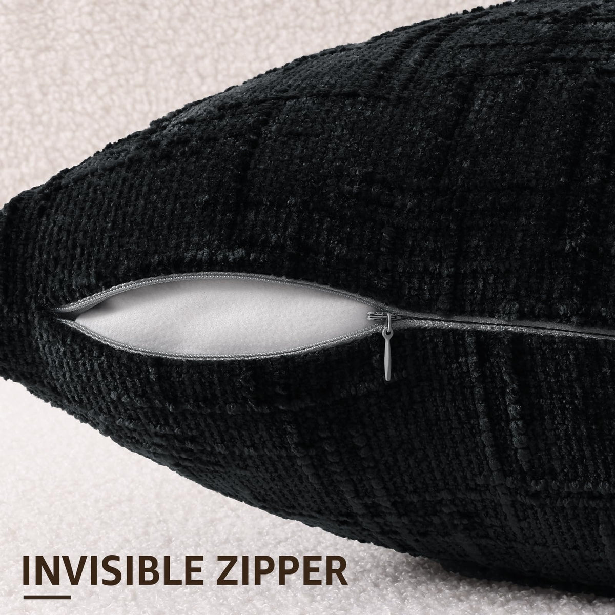 decorUhome hidden-zipper pillow cover delivers a seamless, neat look without visible hardware.