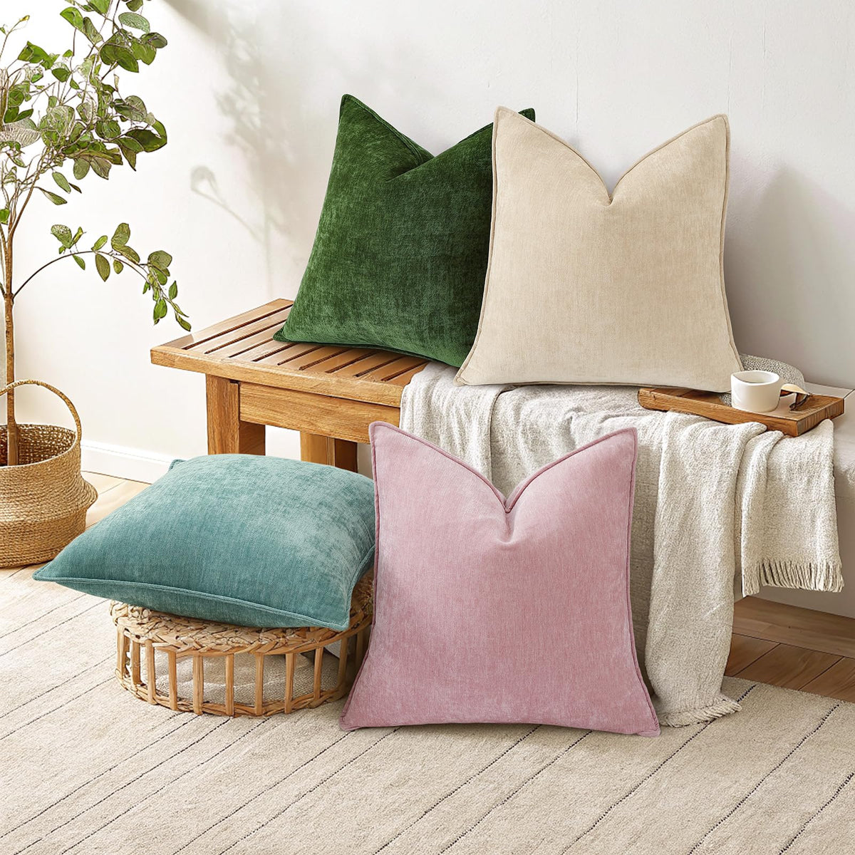 decorUhome machine-washable pillow covers, gentle cycle, easy care
