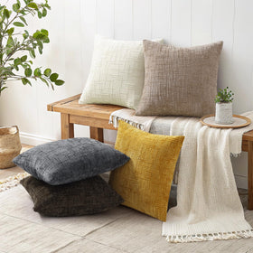 decorUhome oatmeal chenille pillow cover bedroom decor idea brightening space.