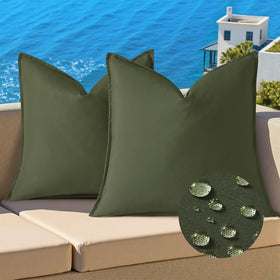 decorUhome olive-green 18x18 outdoor pillow cover with waterproof coating