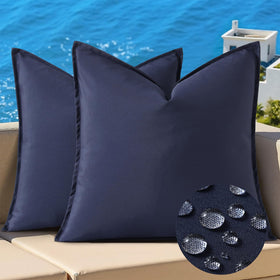 decorUhome outdoor pillow cover navy waterproof with flange for durable outdoor seating