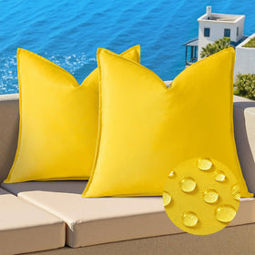 decorUhome outdoor pillow cover front view yellow waterproof for patio seating