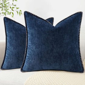 decorUhome Poseidon chenille pillow cover 20x20 set2, soft textile for sofa.