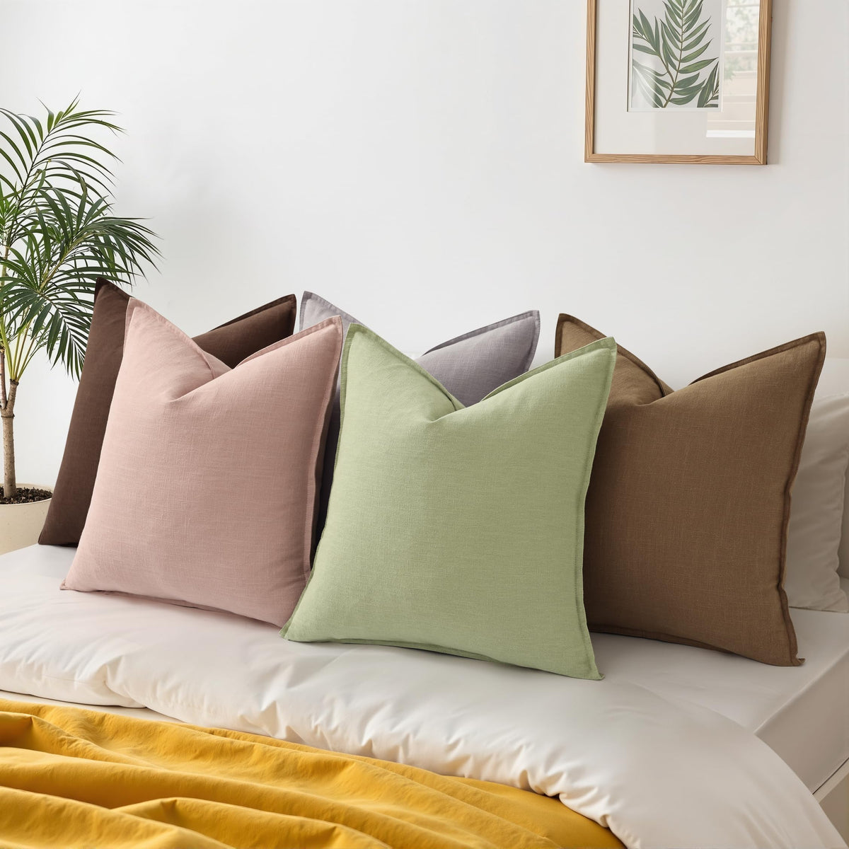 decorUhome sage green linen pillow cover 18x18 living room setup idea