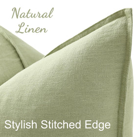decorUhome sage green linen pillow cover side flange detail for durability