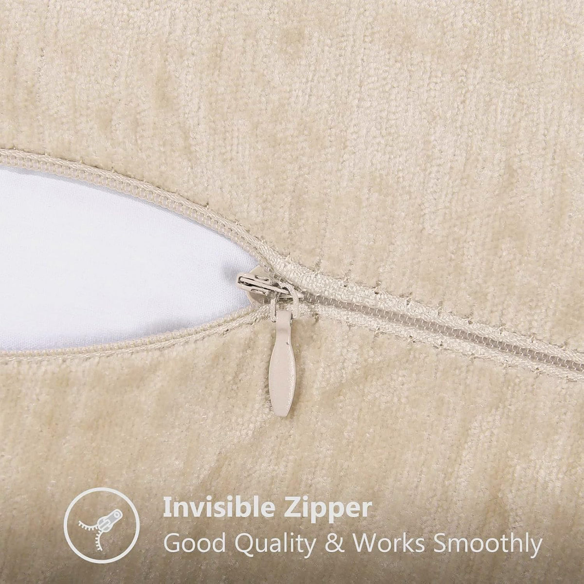 decoruhome hidden zipper beige pillow cover stays smooth and neat