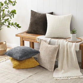 decorUhome Soft plush chenille pillow cover provides cozy couch comfort.