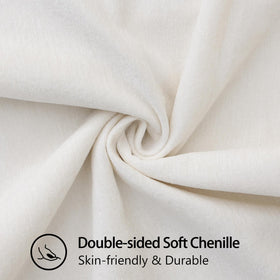 decoruhome stitch-edge chenille cover 26x26 highlights brown linen stitching for modern farmhouse look.
