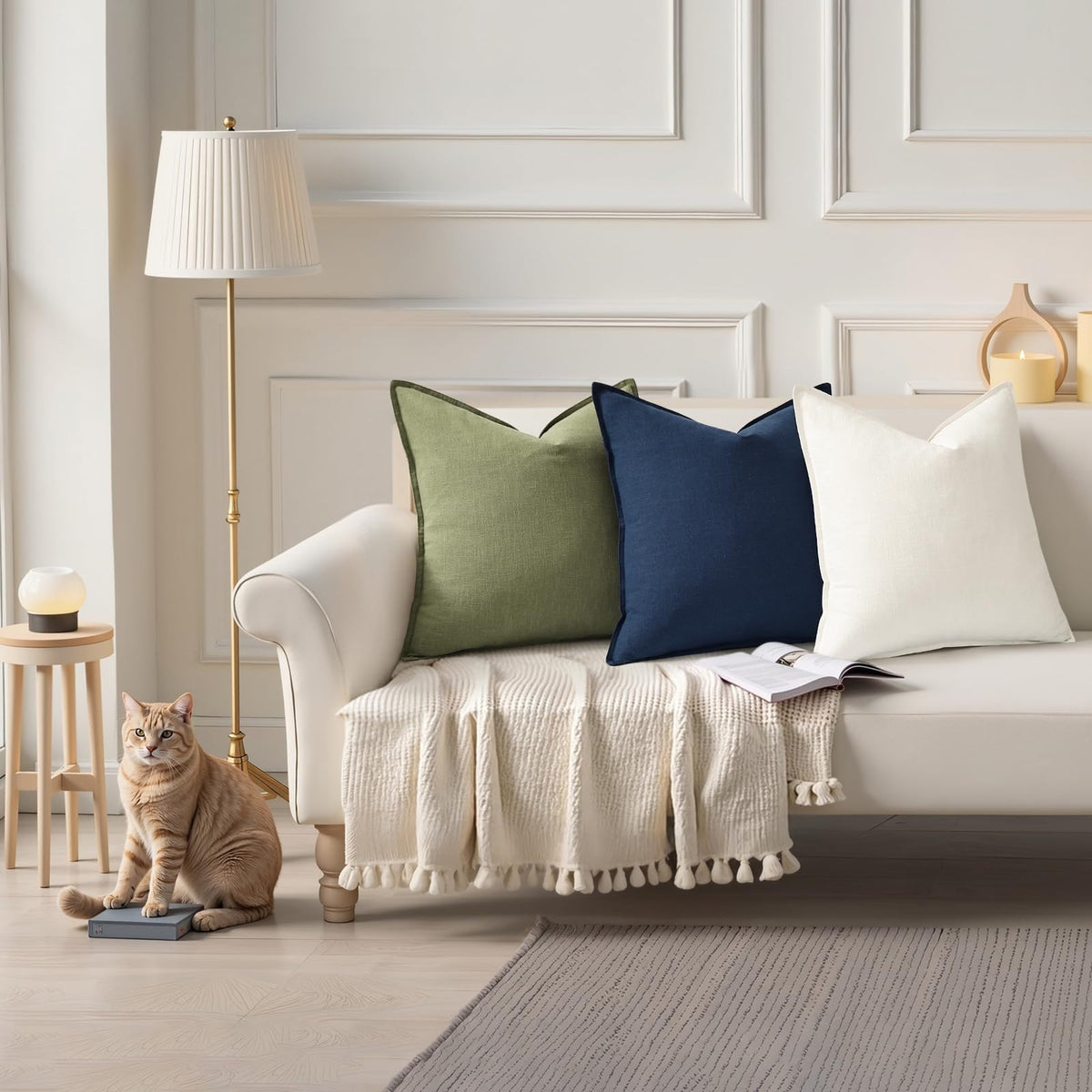 decoruhome sturdy stitching in navy linen pillow cover for longevity