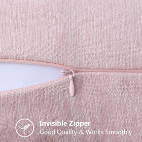 decorUhome blush pink cover on bed adds soft accent