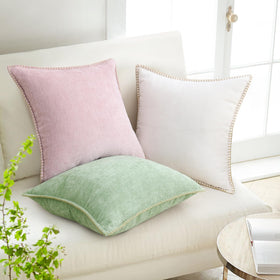 decorUhome Chenille cover edge stitching detail in modern farmhouse style