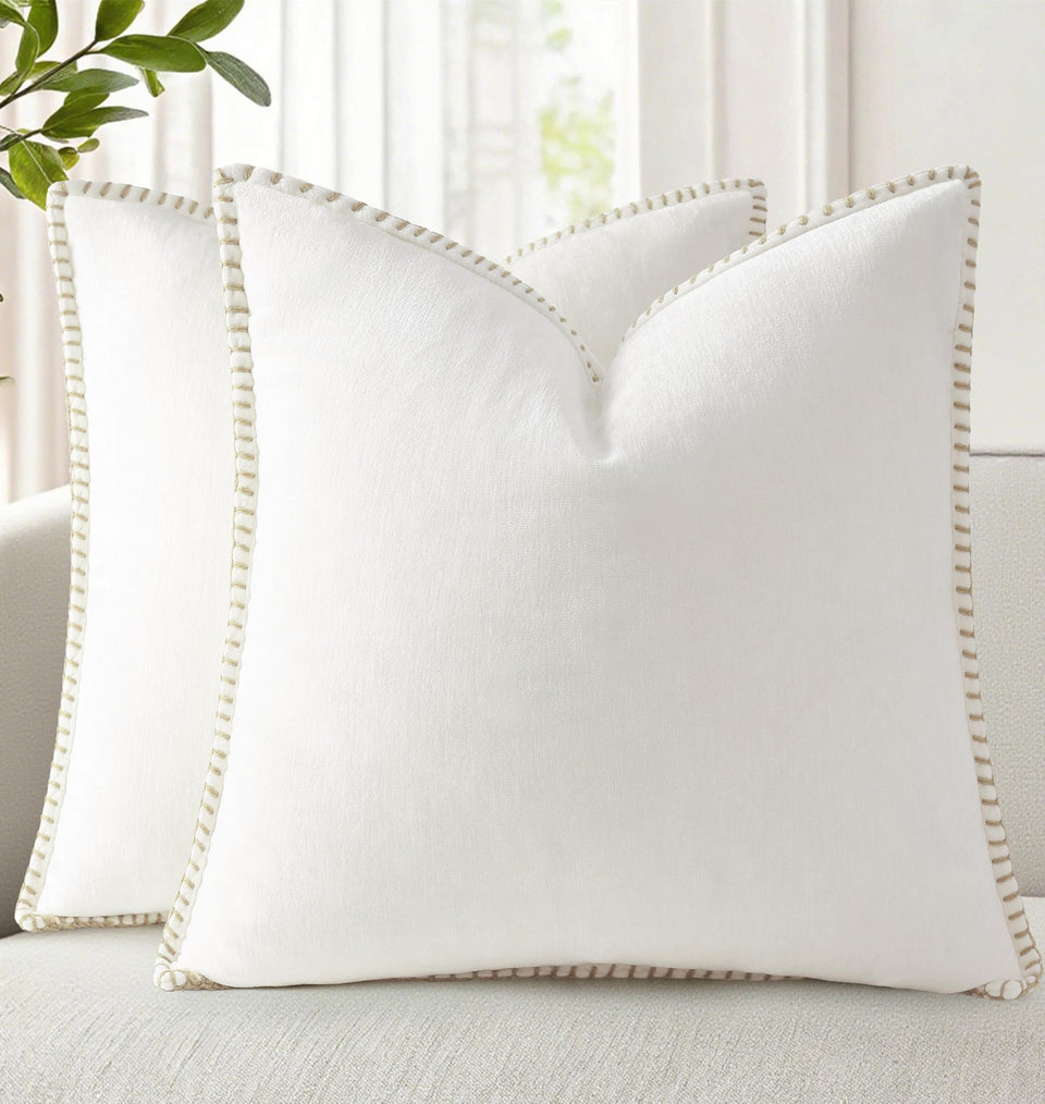 decoruhome Summer chenille pillow cover 26x26 set shows plush texture for cozy living spaces.