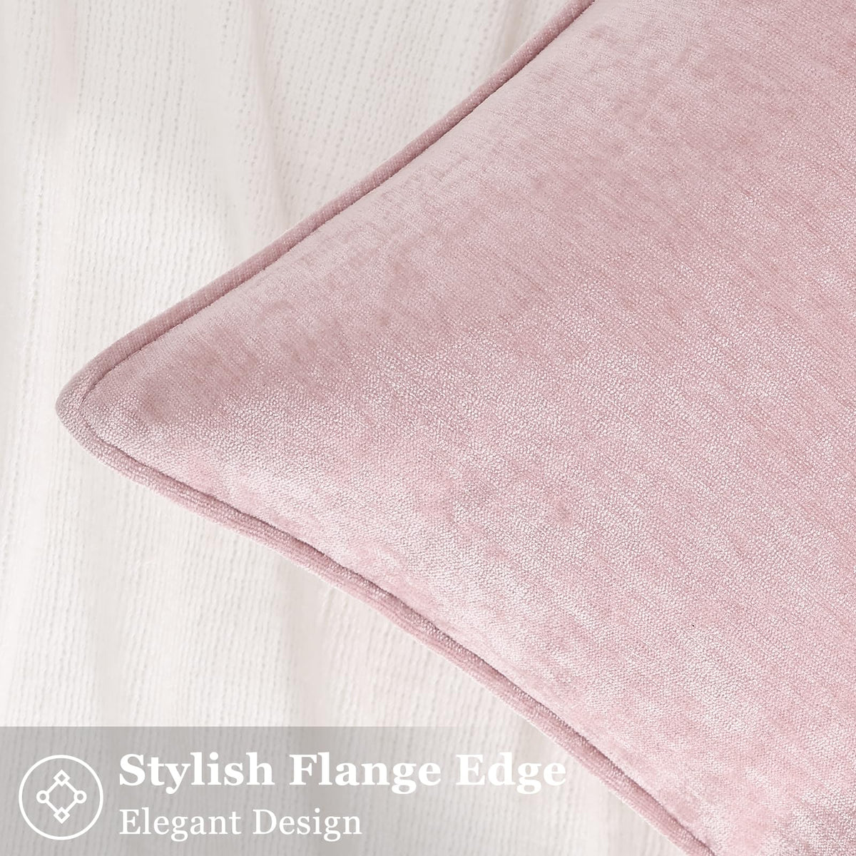 decorUhome blush pink 20x20 pillow cover front view on couch