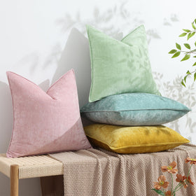 decorUhome blush pink 20x20 pillow cover back view showing fabric texture