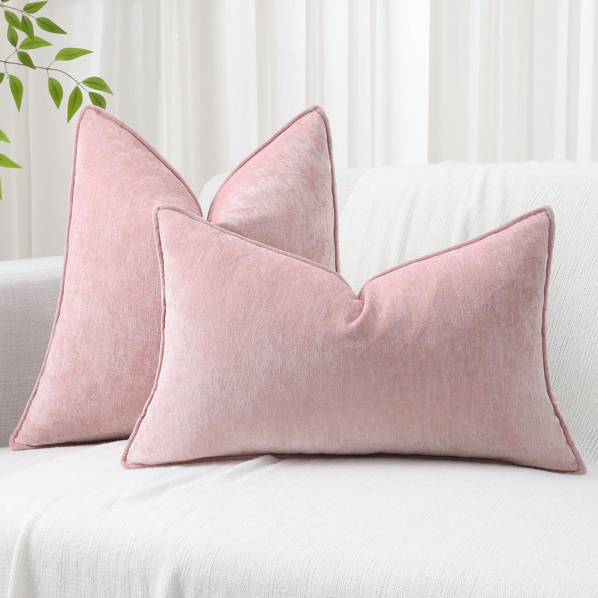 decorUhome blush pink pillow cover packaged for gifting or storage