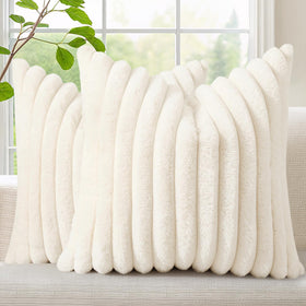 decorUhome Summer Cozy faux fur front pillow cover adds plush texture to sofa