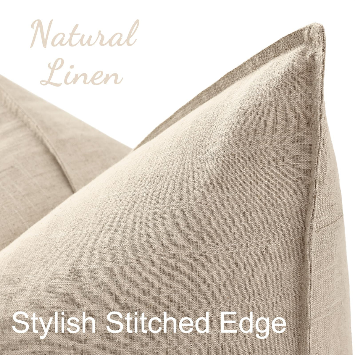 decorUhome linen sham reveals a hidden zipper for a sleek, easy pillow change.