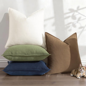 decorUhome care-ready linen cover is machine washable for easy upkeep.