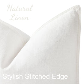 decorUhome linen pillow covers with flange edges add farmhouse charm and durable stitching.