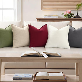 decorUhome two-pack pillow covers highlighting versatile indoor outdoor use.